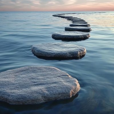 rittsteine im Wasser als Symbol für den therapeutischen Weg bei Traumafolgestörungen und Krisen – Dr. Florian Nelle Köln Ehrenfeld